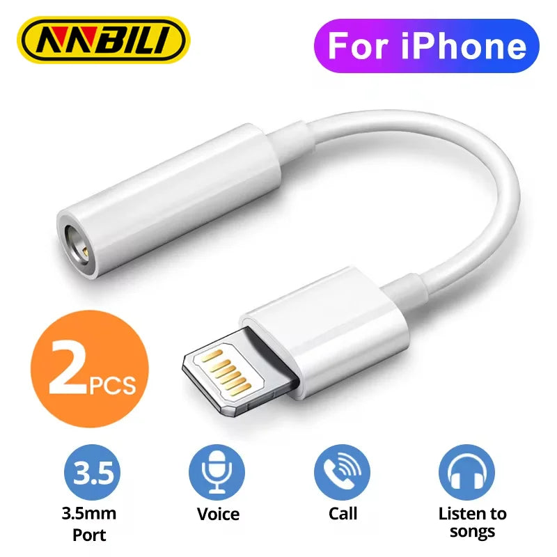 NNBILI For Lighting Headphone Adapter for IPhone 11 12 13 14 PM 12Mini SE 2020 XS XR X 8 7 + IOS To 3.5 Mm Jack AUX Audio Cable