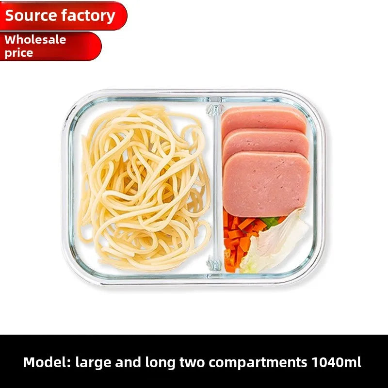 Glass Lunch Box Sealed Fresh-Keeping Box with Lid Portable Student Picnic Box Microwave-Heated Special Food Container Bento Box