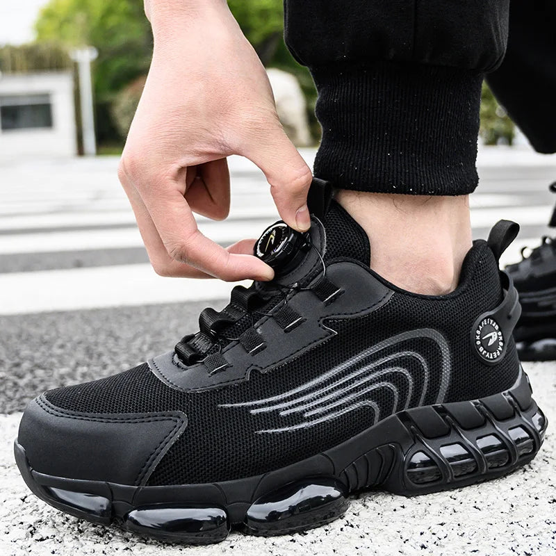Unisex Rotating Button Safety Shoes Men For Work Sneakers Shoes Puncture-Proof Protective Women Shoes Steel Toe Work Boots