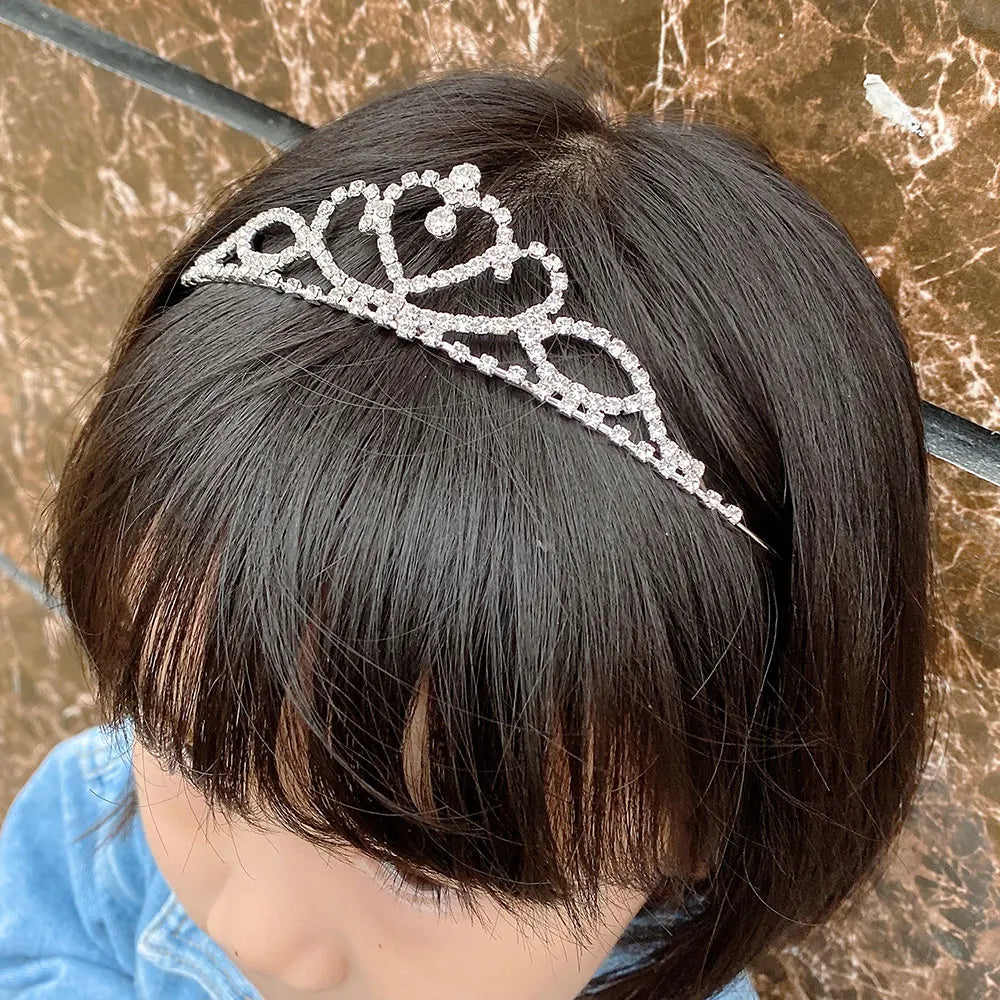 Princess Children's Tiara Red Bride Crown Floral Wedding Bridal Hair Accesories Golden Hair Jewelry Headdress