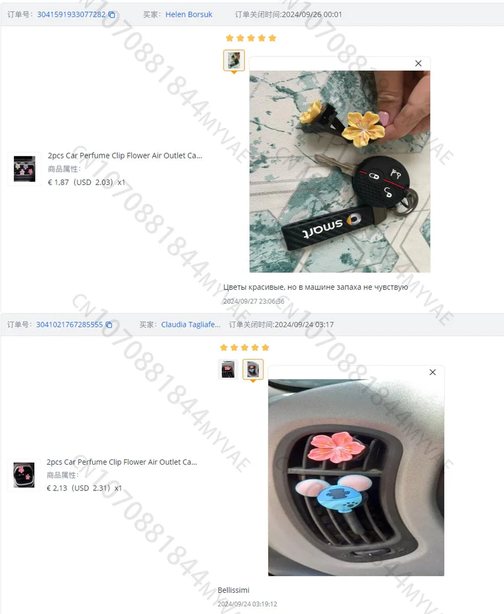 2pcs Car Perfume Clip Flower Air Outlet Car Air Freshener Peach Blossom Aroma Diffuser Car Decoration Accessories Fresh Air