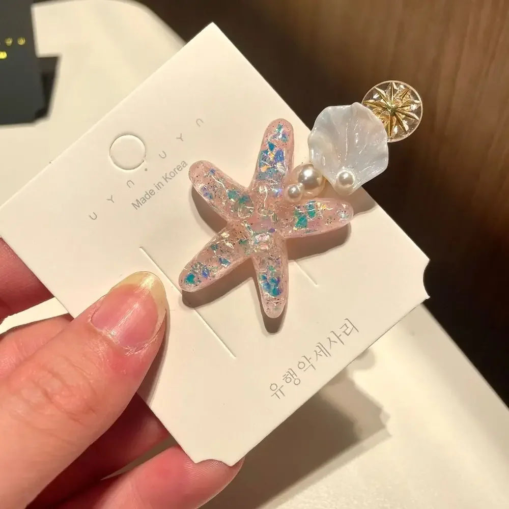1/5Pcs Shell Starfish Hair Clips Ocean Series Mermaid Hairpins Girls Summer Beach Bang Clip Princess Barrette Hair Accessories