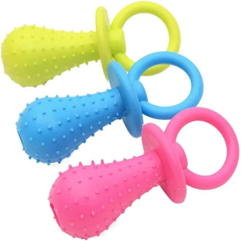 Pet Rubber Pacifier Dog Toy Interactive Rubber Soother Pet Dog Cat Puppy Elasticity Teeth Dog Chew Toys Tooth Cleaning Toy