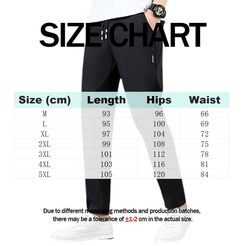 Summer Ice Silk Men's Pants Black Gray Thin Business Casual Pants Plus Size Outdoor Elastic Breathable Straight Leg Sweatpants