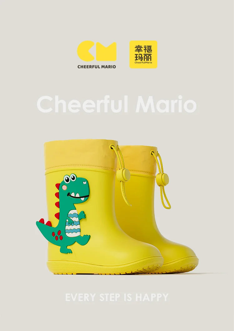 Kids Girl Boy Rain Boots Waterproof Toddler Rainboots Children's Shoes Rubber Boots Kids Baby Cartoon Dinosaur Water Shoes Boots
