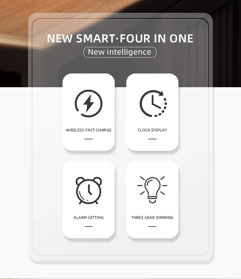 Alarm Clock Wireless Chargers Pad Phone Bedroom Lamp Night Light Desk Thermometer For iPhone 17 16 15 14 13 Fast Charging Dock