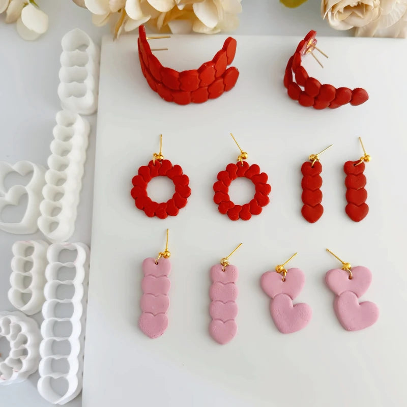 Valentine's Day Love Overlay Strip Polymer Clay Cutters Skinny Hearts Ceramic Earring Pendant Jewelry Pottery Clay Making Tools