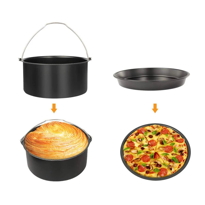Air Fryer Accessories Durable Air Fryer Pizza Pan and Baking Cake Bucket Set Bread Pastry Baking Tools Kitchen Accessories
