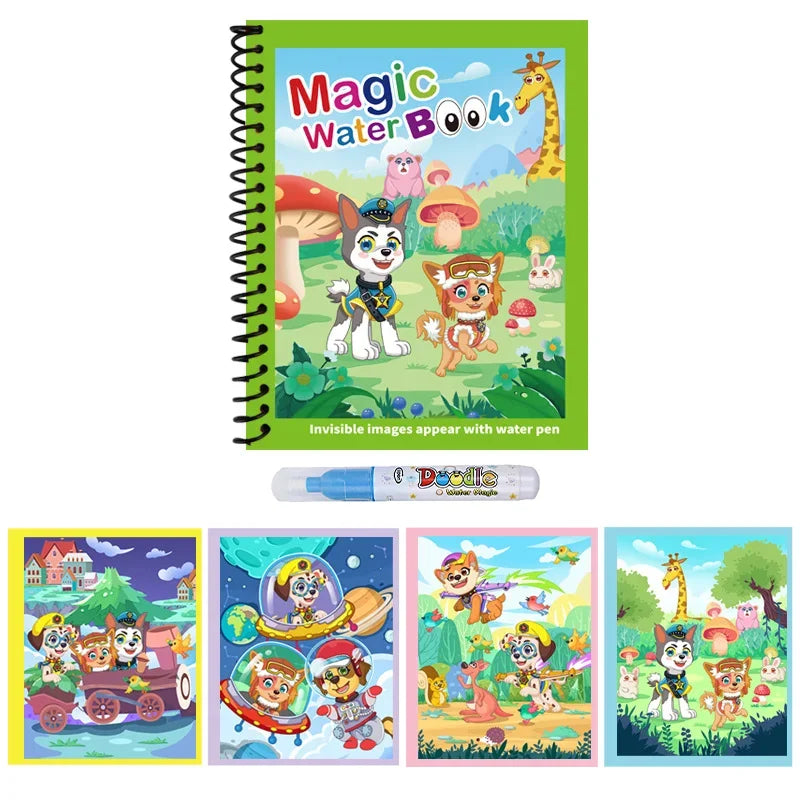 1pc Reusable Kids Magic Water Drawing Books with Pen Repeated Coloring Book Magic Water Drawing Book Sensory Early Education Toy