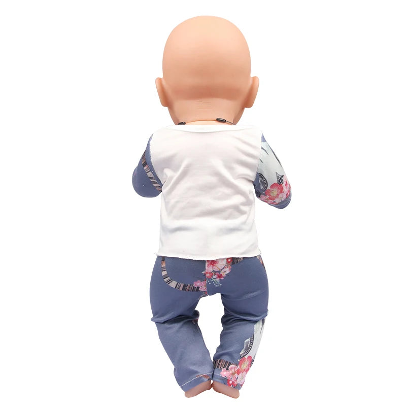 Doll Clothes Pajamas  For 43cm Baby New Born&American 18 Inch Girl Doll Unicorn Shark Cartoon Clothes Suit For Generation Doll