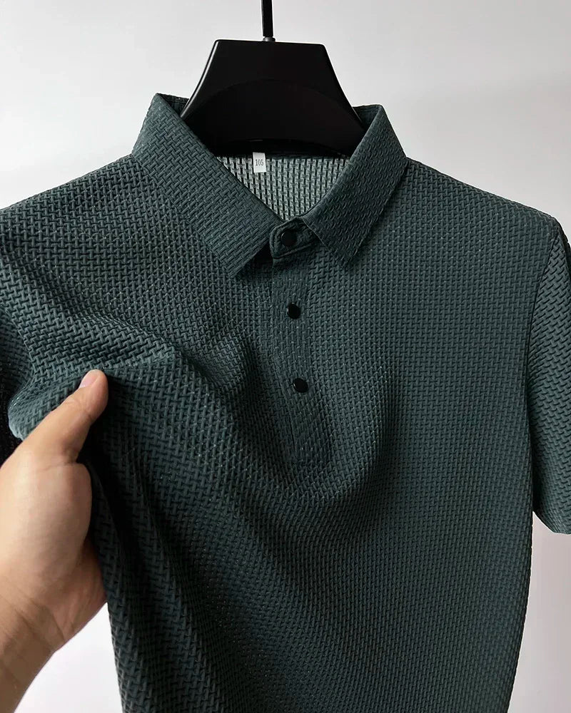 Business Casual Sweat-absorbing Top Brand Clothes Summer New Men's Short Sleeve T-shirt Ice Silk Cool and Breathable POLO Shirt