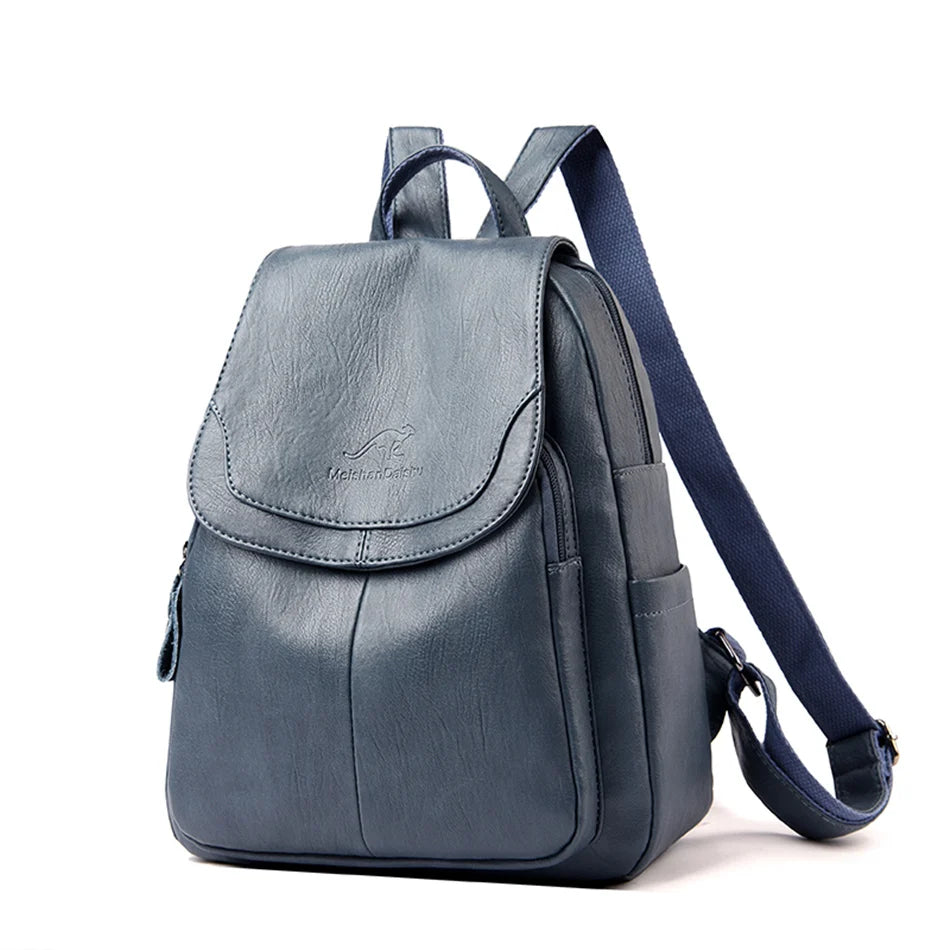 Ladies Bookbag Rucksack Women Large Capacity Backpack Purses High Quality PU Leather Female Vintage School Bags Travel Bagpack