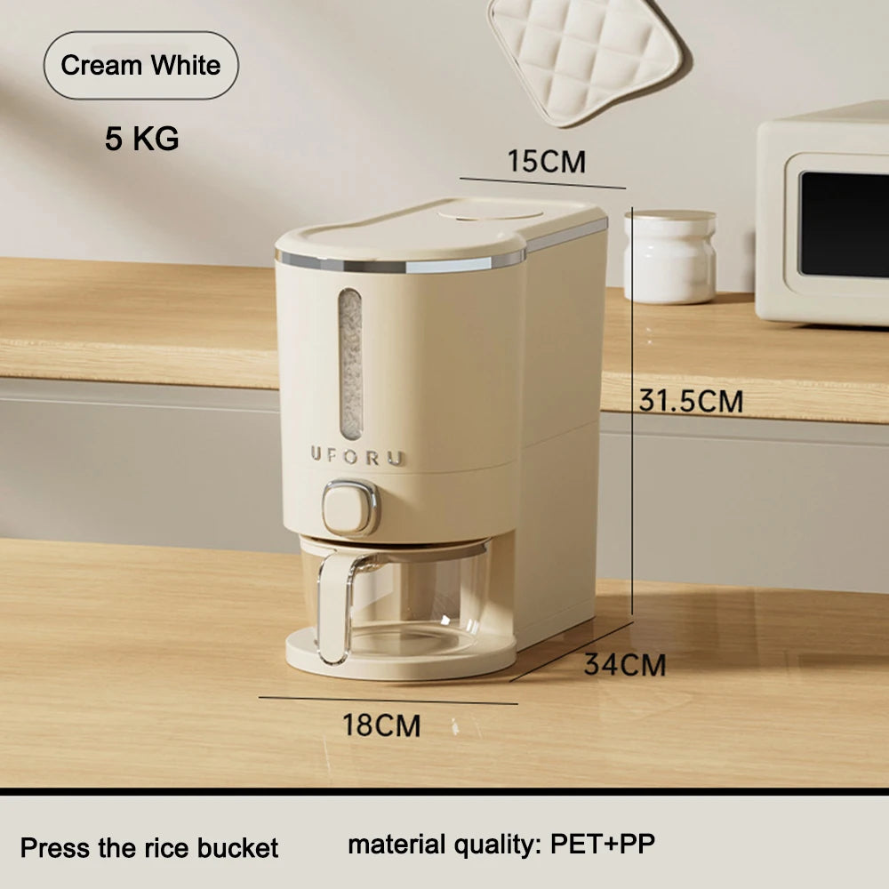 Sealed Rice Bucket Sealed Moisture Proof Rice Dispenser With Cup Grain Powder Boxes Storage Food Cereal Container