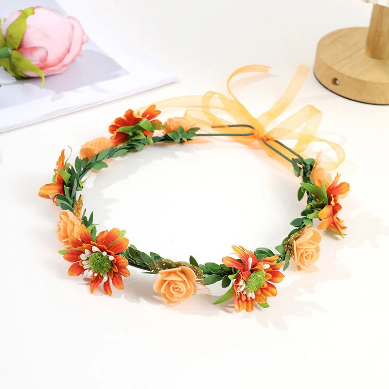 Women Wedding Flower Headband Girls Boho Flowers Headwear Children Headbands Hair Accessories Bride Wreath Beach Garland