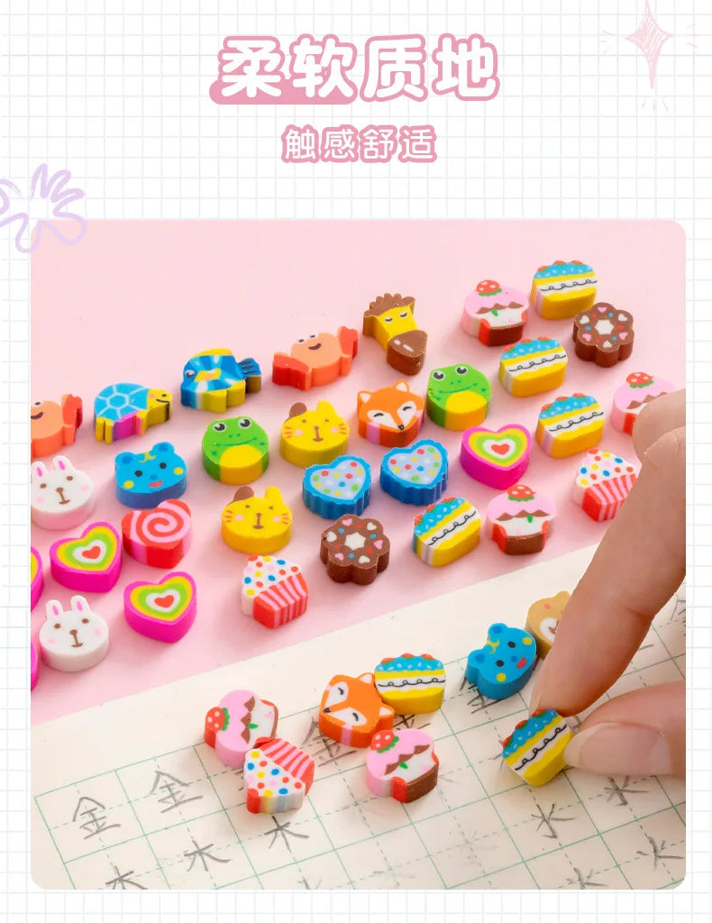 30 capsules/set transparent bag cartoon fruit animal love mini eraser cross-border June 1 Christmas gifts prizes stationery