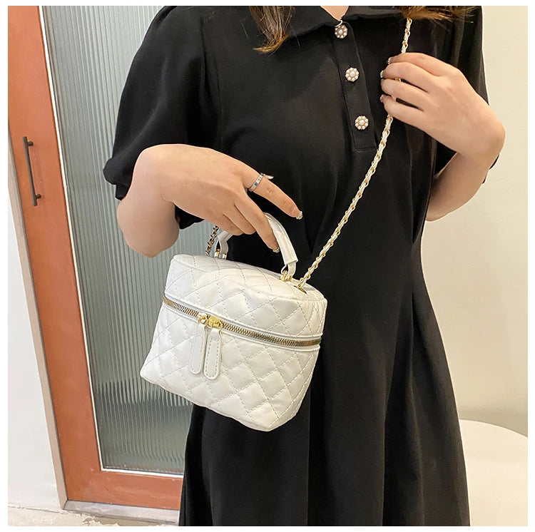 Trendy  Buet Handbag Women's Crossbody Versatile High-End Feel PU Leather Soft Surface Zipper Closure Casual Sle