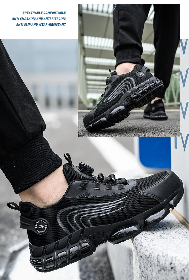Unisex Rotating Button Safety Shoes Men For Work Sneakers Shoes Puncture-Proof Protective Women Shoes Steel Toe Work Boots