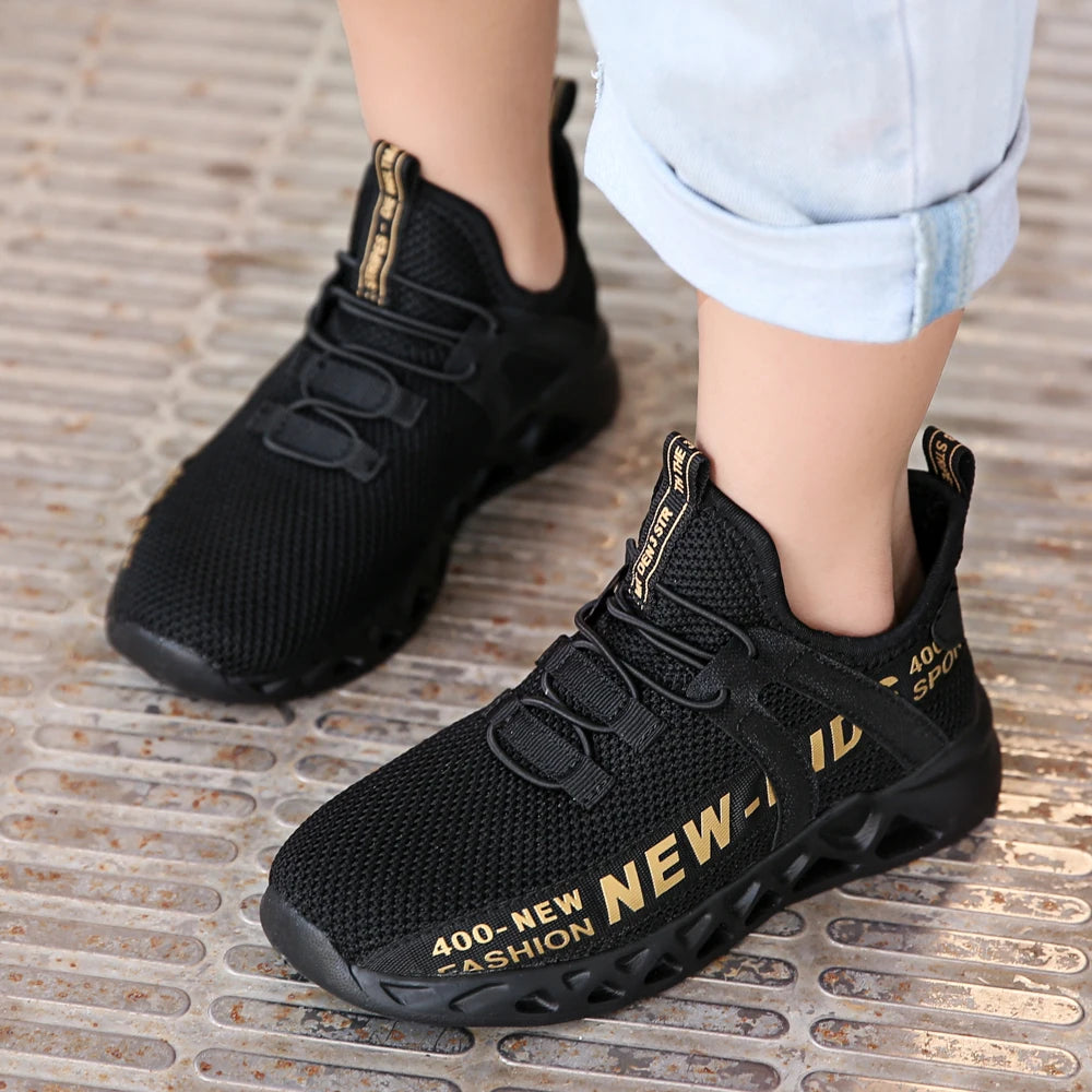 Kids Casual Low Top Lace Up Sneakers Boys Girls Breathable Lightweight Anti Slip Outdoor Walking Children Sports Running Tennis