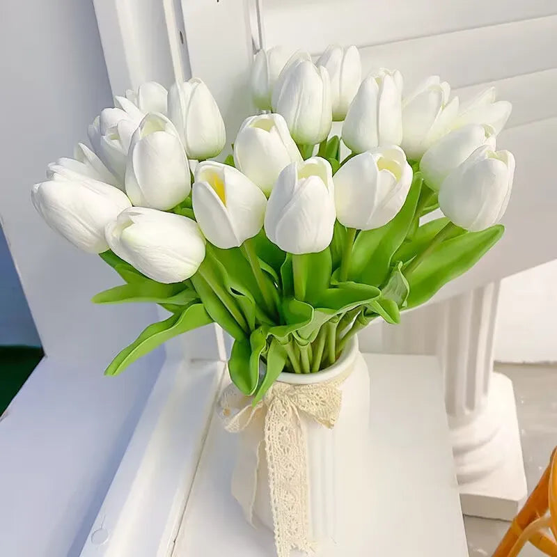 10/20PCS Simulate Handmade Tulip Bouquet Wedding Flower Arrangement Home Decoration