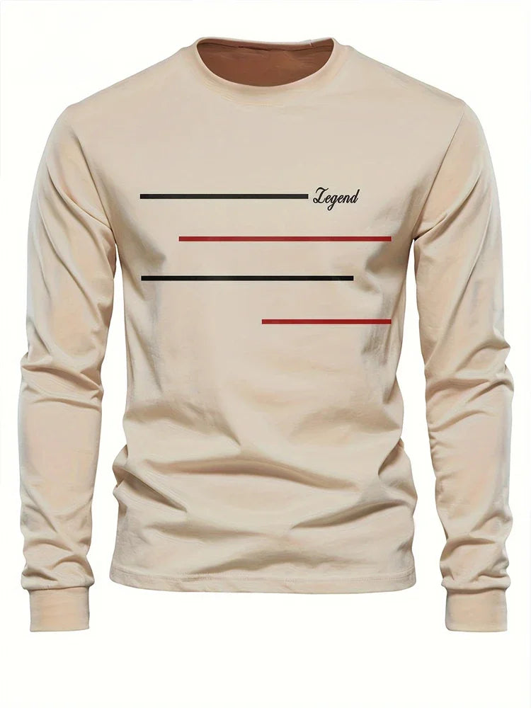 2025 New Spring Men Round Neck Casual Street Style Clothing Loose Fashion Sweatshirt Letter Pattern Creative Long Sleeve T-Shirt