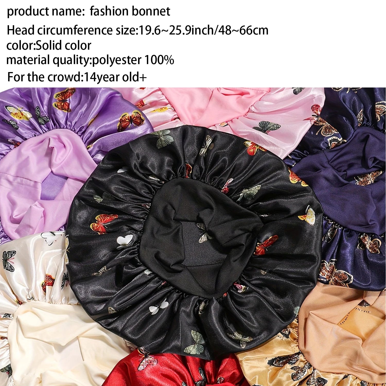 Children Bonnet New Wide Edge Elastic Butterfly Printing Sleep Fashion Leisure Home Comfortable Nightcap Hair Cap