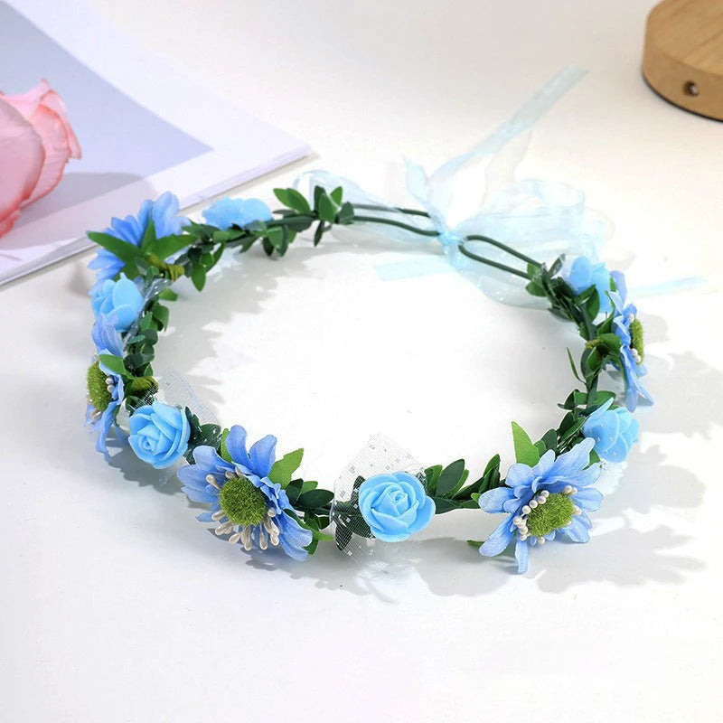 Women Wedding Flower Headband Girls Boho Flowers Headwear Children Headbands Hair Accessories Bride Wreath Beach Garland