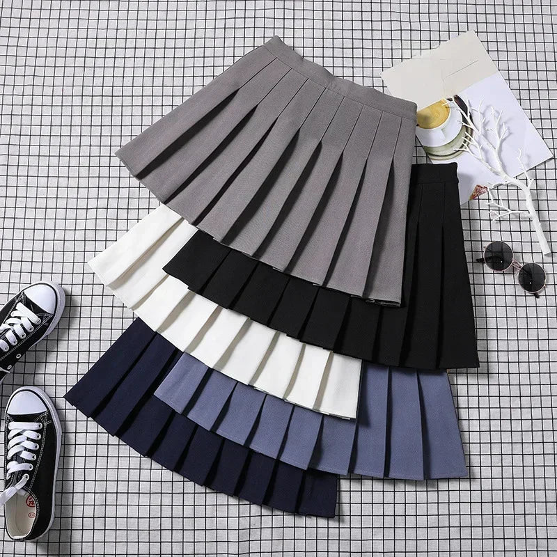 Pleated skirt for women in spring and summer, jk white A-line skirt, new Korean version high waisted skirt, versatile plaid skir