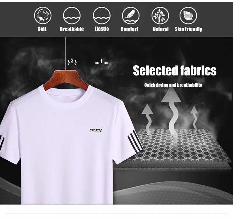 Summer Breathable Sports Suit Men's Short-Sleeved Shorts Loose Quick Drying T-Shirt Short Quarter Pants Casual Running Suit