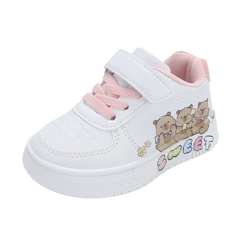 Hot Kids Girls Shoes New Children Sneakers Boys Girls Capybara Cartoon Print Casual Sport Shoe Student White Sweet Toddler Shoes