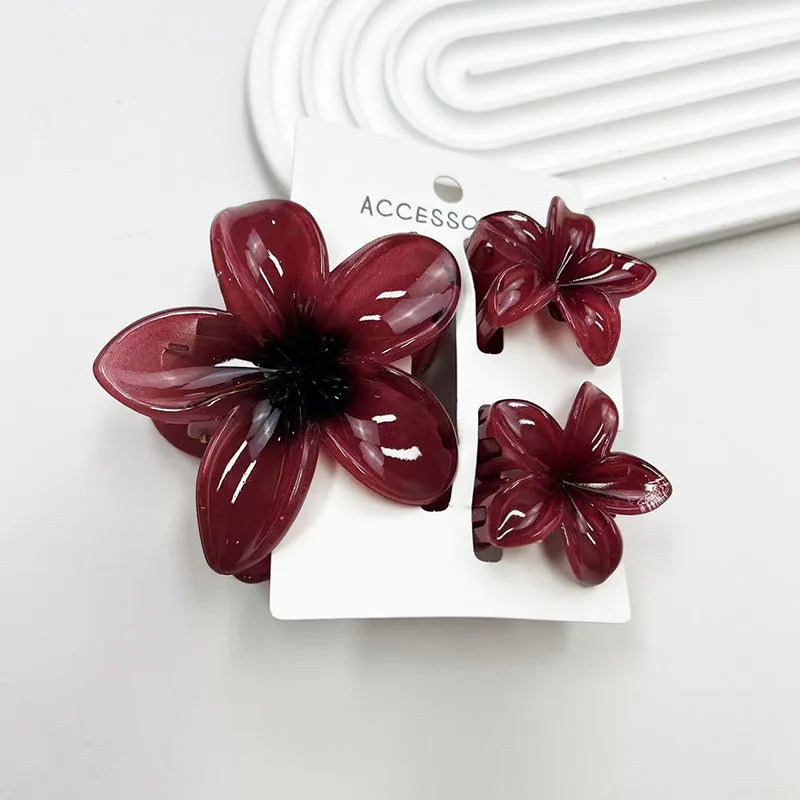 3Pcs/Set Sweet Flower Colroful Gradient Hair Claws Ponytail Cip Clamp Barrettes Hairpins For Women Girl Beach Hair Accessories