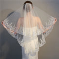 Women's Sequins Edge Bride Wedding Fingertip Length Two-Tier/2T Lace Bridal Hair Accessories Tulle Veil