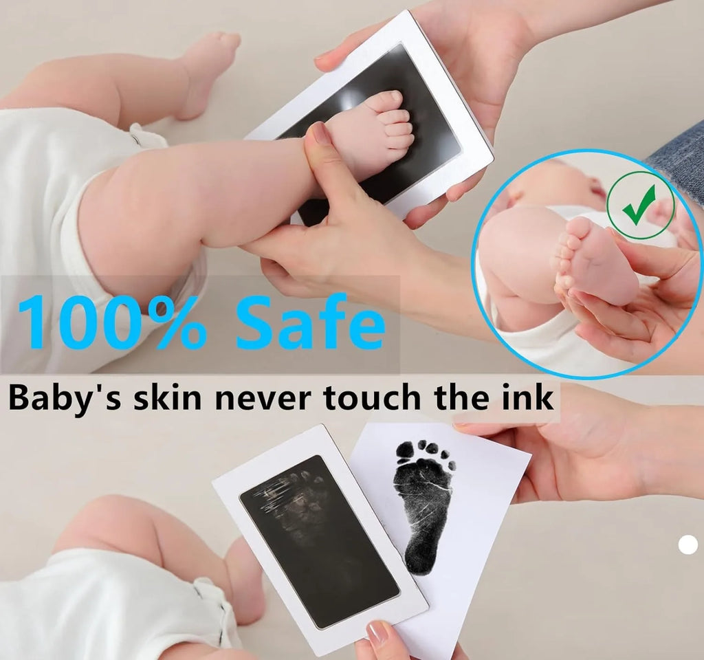 Newborn Baby Handprint and Footprint Paw Print Kit 1 Clean Touch Ink Pads 2 Imprint Cards Pet Inkless Infant Hand and Feet Stamp