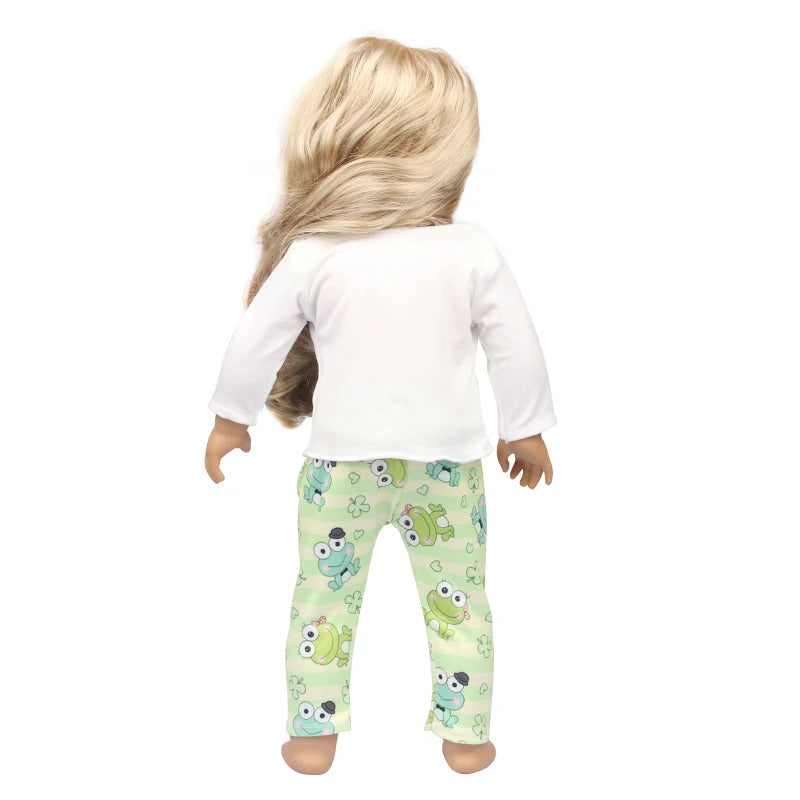 Doll Clothes Pajamas  For 43cm Baby New Born&American 18 Inch Girl Doll Unicorn Shark Cartoon Clothes Suit For Generation Doll