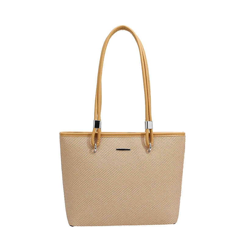 Pu Women's Shoulder Bag Stylish And Simple Solid Color Handbag Adjustable Shoulder Strap Waterproof Large Capacity Bucket Bag