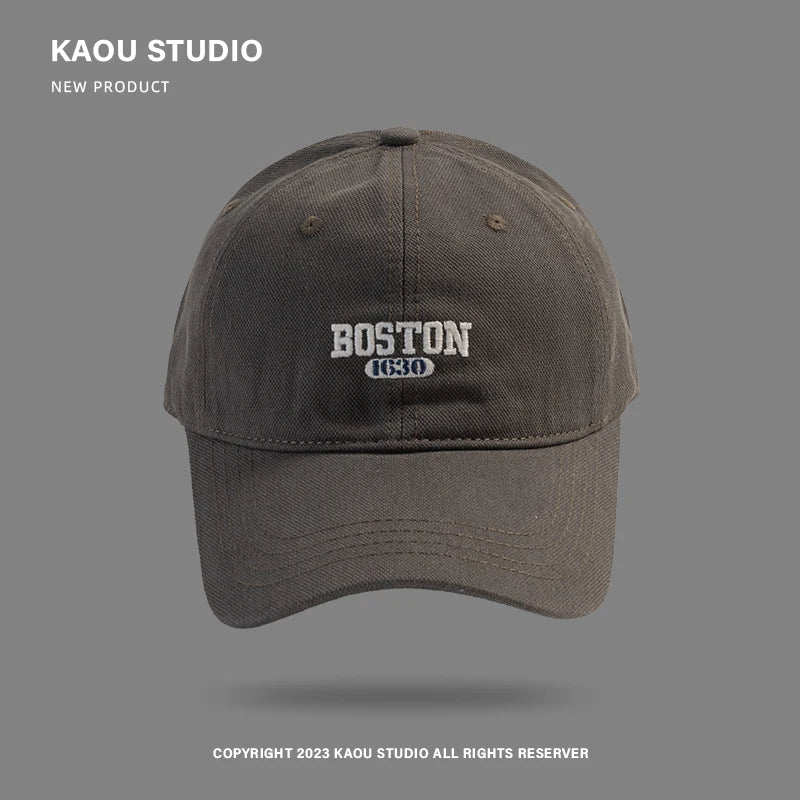 Hat Female Pink Ins Embroidered Peaked Cap Korean Style Versatile Curved Brim Trendy Men's Baseball Cap Spring and Autumn