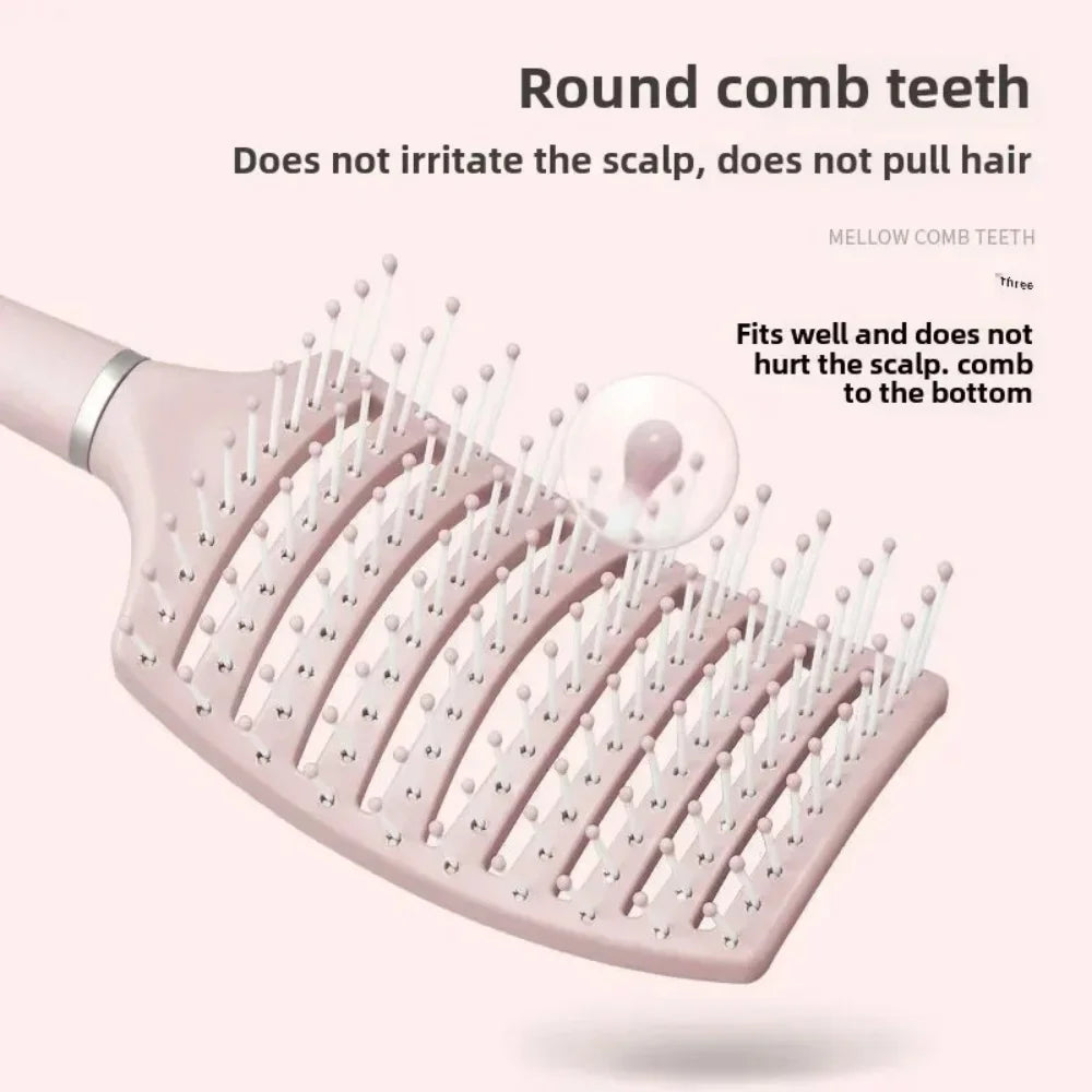 Hairdressing Wide Tooth Hair Comb Wet Curly Massage Brush Gentle Pink Hollow Scalp Massage Comb Barber Styling Hairdressing Tool