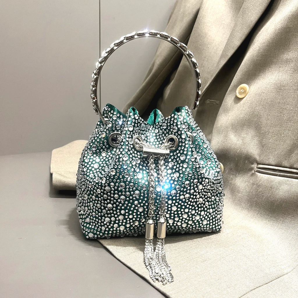 Handle Rhinestones Evening clutch Bag Purses and handbag luxury Designer shoulder bag Shiny Crystal Clutch purse bucket bag