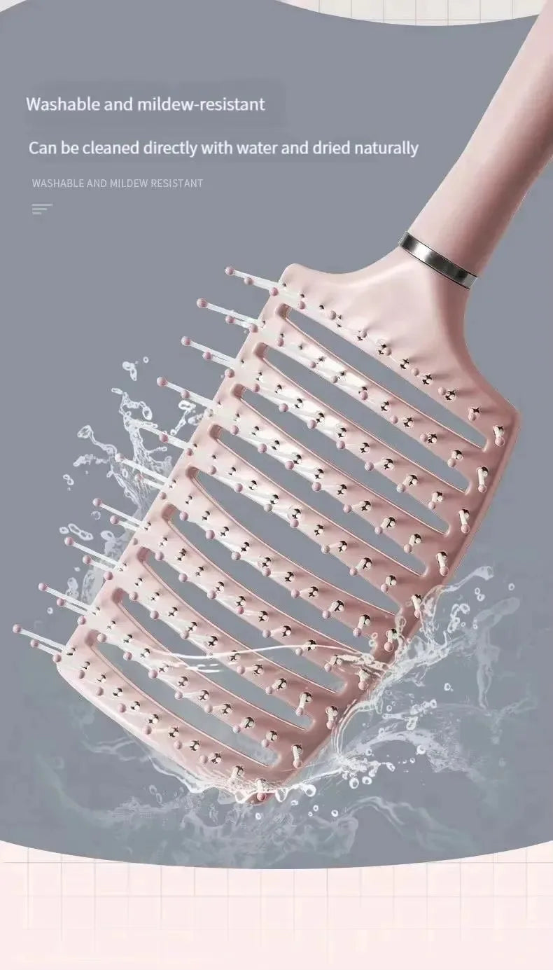 Hairdressing Wide Tooth Hair Comb Wet Curly Massage Brush Gentle Pink Hollow Scalp Massage Comb Barber Styling Hairdressing Tool