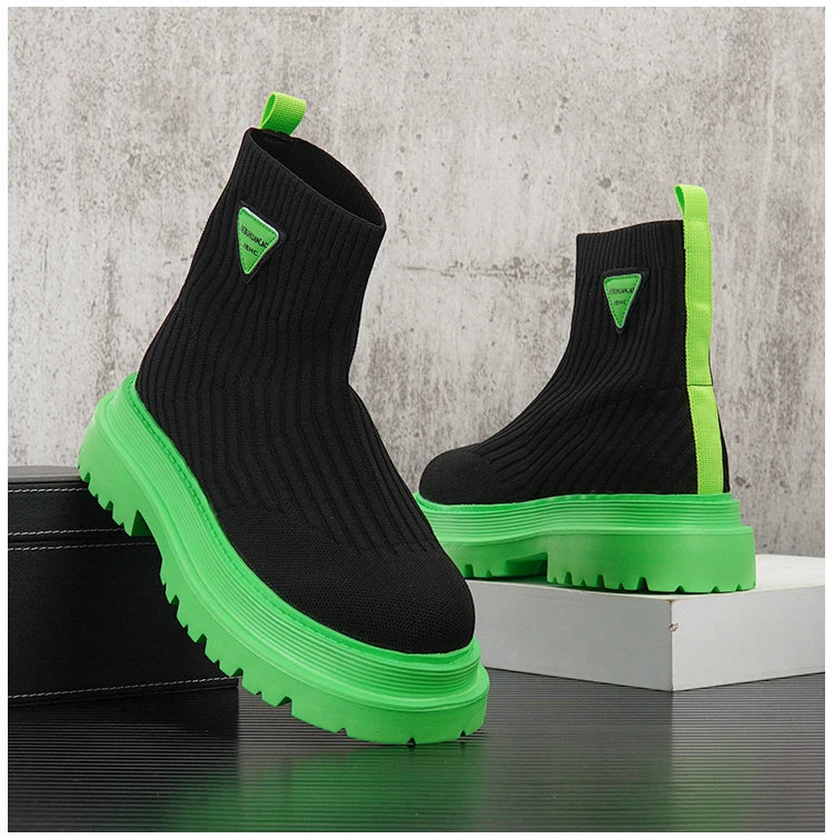 New Socks Sneakers Men Knit Upper Breathable Sport Shoes Sock Boots Man Shoes High Top Running Shoes for Men Zapatillas