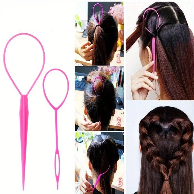 4/5pcs/Set Hair Loop Tool Set 2pcs French Braid Tool Loop 1pc Rat Tail Comb 1pc Elastic Hair Rubber Bands Remover Cutter