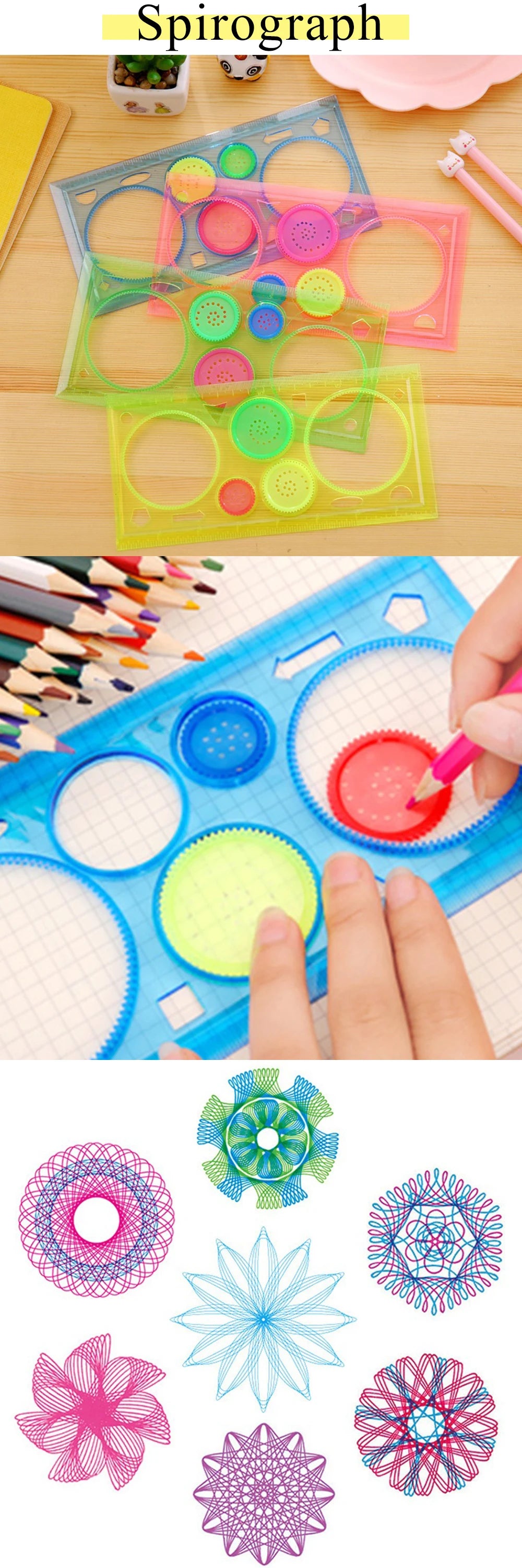 Multi Shaped Painting Ruler Spirograph Magic Drawing Template Oval Geometric Curve Pattern Multifunctional Stationery Gifts ZYF