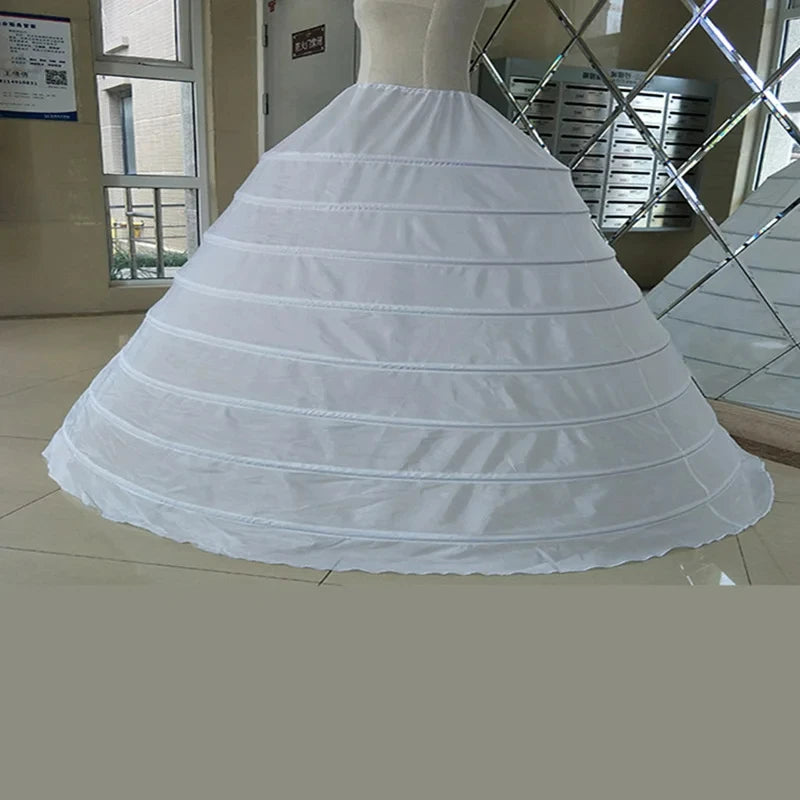 White 8 Hoops Super Puffy Petticoats Half Slip Skirt Floor Length Ballgown Underskirt for Wedding  Quinceanera Dress