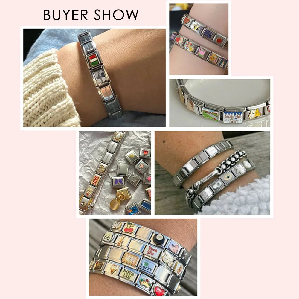 New Personalized English Words 100% DAD NANA LOVE SEXY Italian Charm Link Fit 9mm Stainless Steel Making DIY Bracelet Jewelry