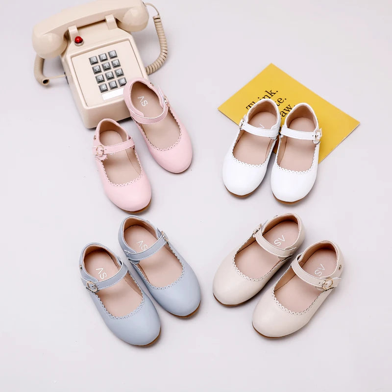 AS New Kids Shoes Children Beige Shoes Baby Boys Leather Shoes Toddler Princess Flats Girls Oxford Fashion Platform Mary Jane