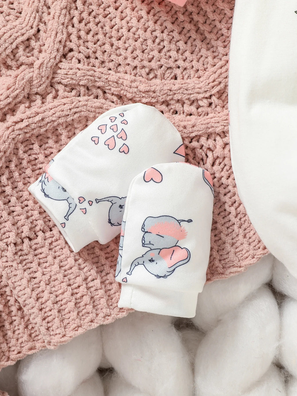 4Pcs Baby Girls Long Sleeve All Seasons Cartoon Deer Open Stitch pastorale Jumpsuit+Bib+Gloves+Hat