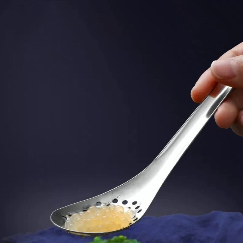 1PCS Stainless Steel Kitchen Spoon With Holes Cuisine Caviar Builder Roe Sauce Strainer Spoon Durable Kitchen Cooking Gadgets
