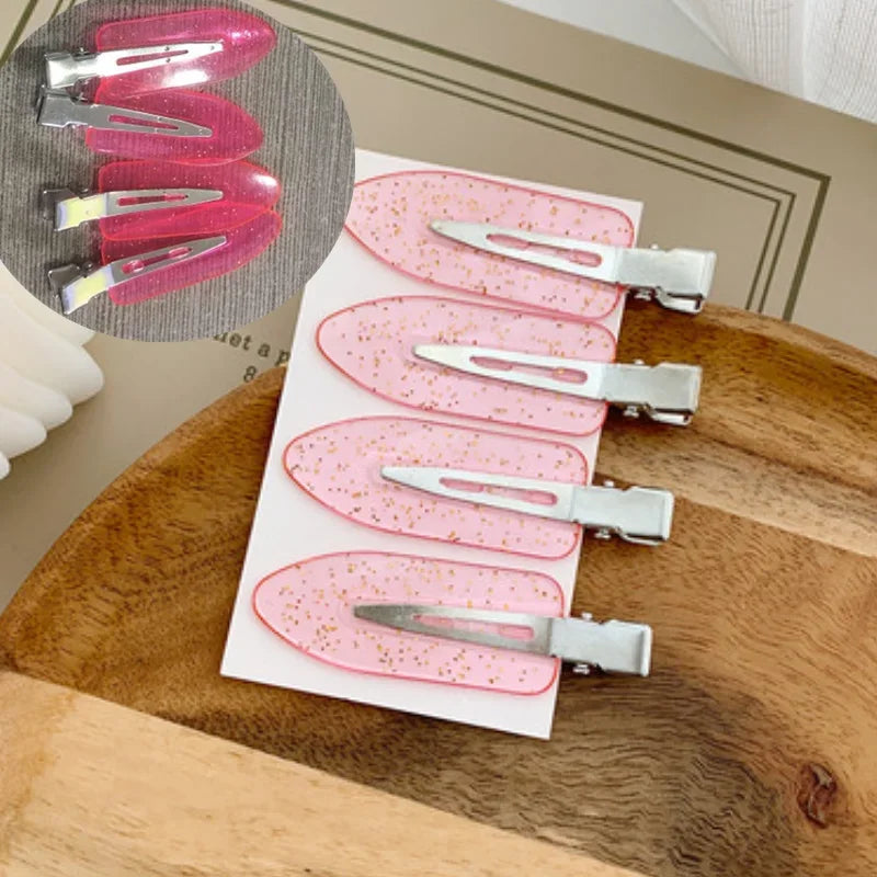 4 Pcs Seamless No Bend Hair Clips Barrettes No Mark Pin Curl Clip Makeup No Crease Hair Clip Hair Styling Bang Clips New Color