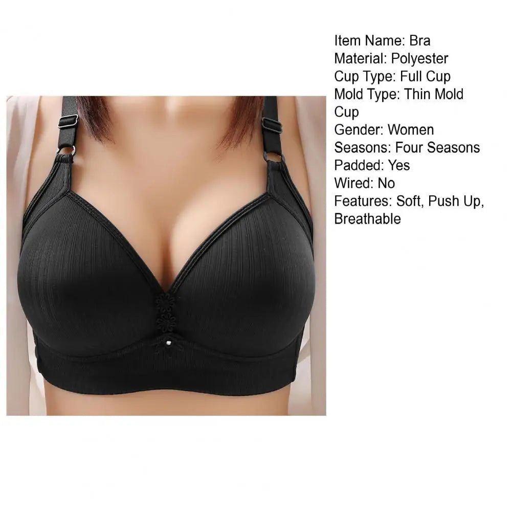 Breathable Soft Mom Style Soft Thin Cup Bralette Middle-aged Elderly Women Comfortable Gathered Breast Support Brassiere Bra