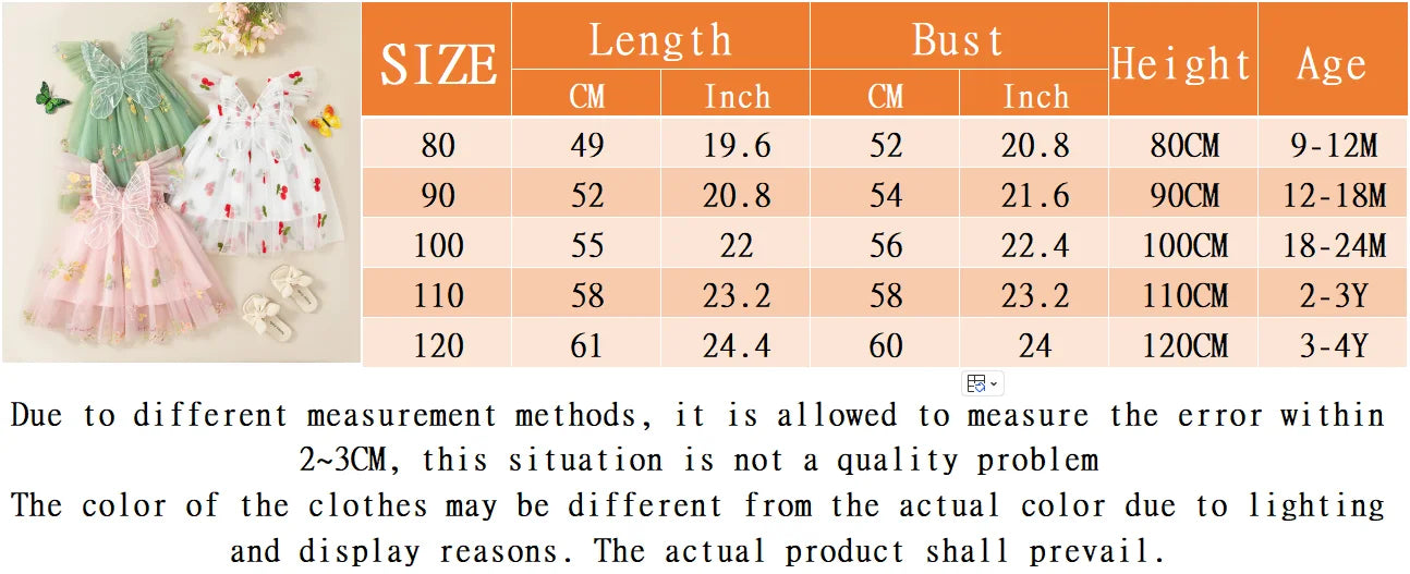 Summer New Sweet Butterfly Wing Baby Girl Princess Dress, Floral Chiffon Wedding Party Children'S Sleeveless Clothes (0-4 Years）