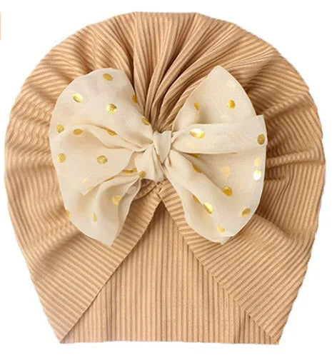 Cute Bow Baby Turban Hat Soft Elastic Kids Beanie Spring Summer Breathable Solid Color Baby Girl Bonnet Hats for Newborn Infant